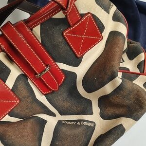 Dooney & Bourke Giraffe Print Shoulder Bag with Red Details